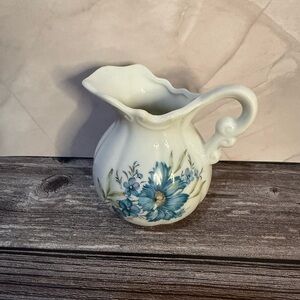 Vintage Inarco Japan porcelain pitcher creamer blue floral